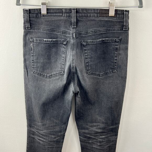 AG THE ISABELLE BUTTON-UP High Rise Straight Crop Jeans Raw Uneven Hems Black 27 - Picture 6 of 11